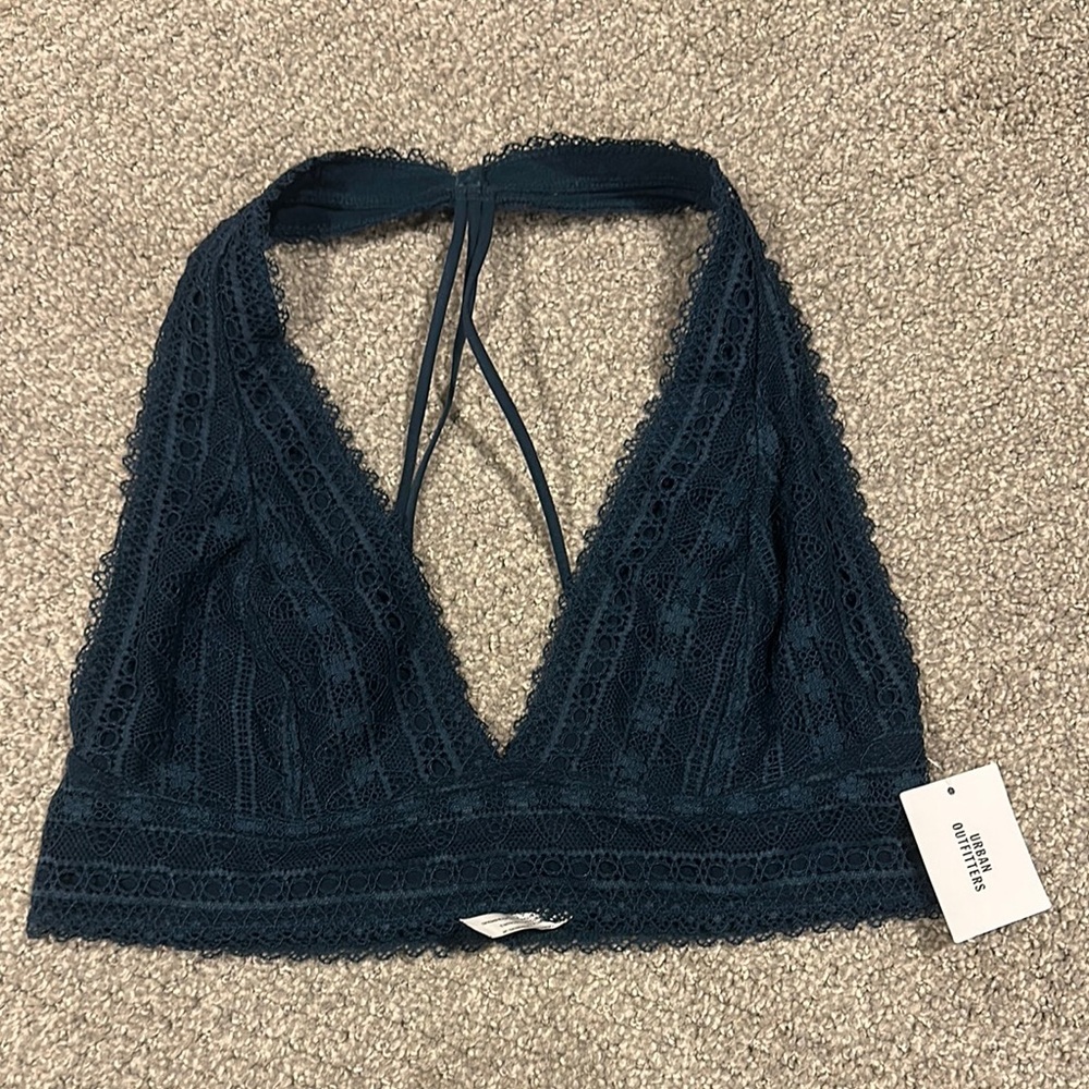 Women's Lace Halter Top in Teal